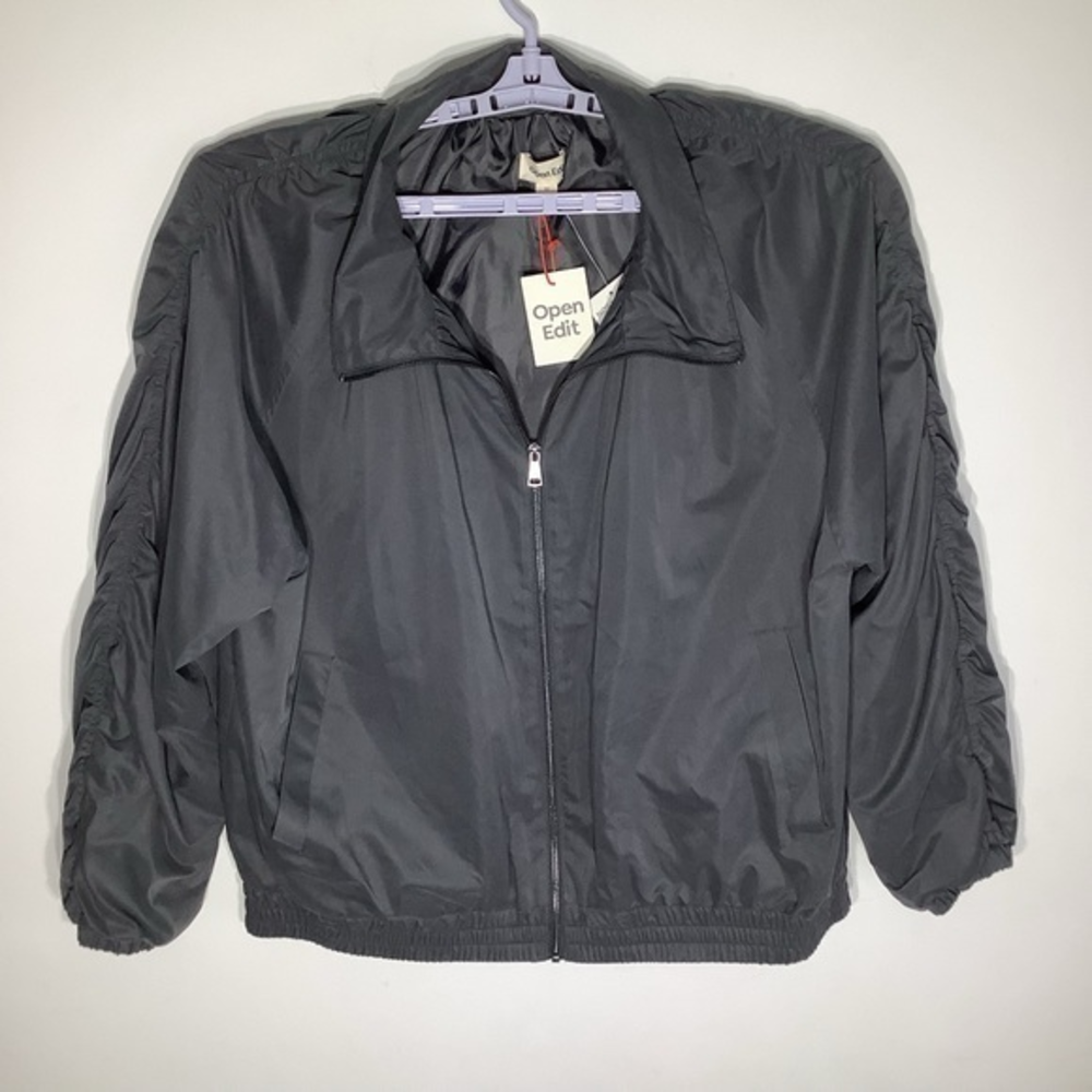 Open Edit NWT Womens Windbreaker Jacket Grey Size 1X‎ Zip Up